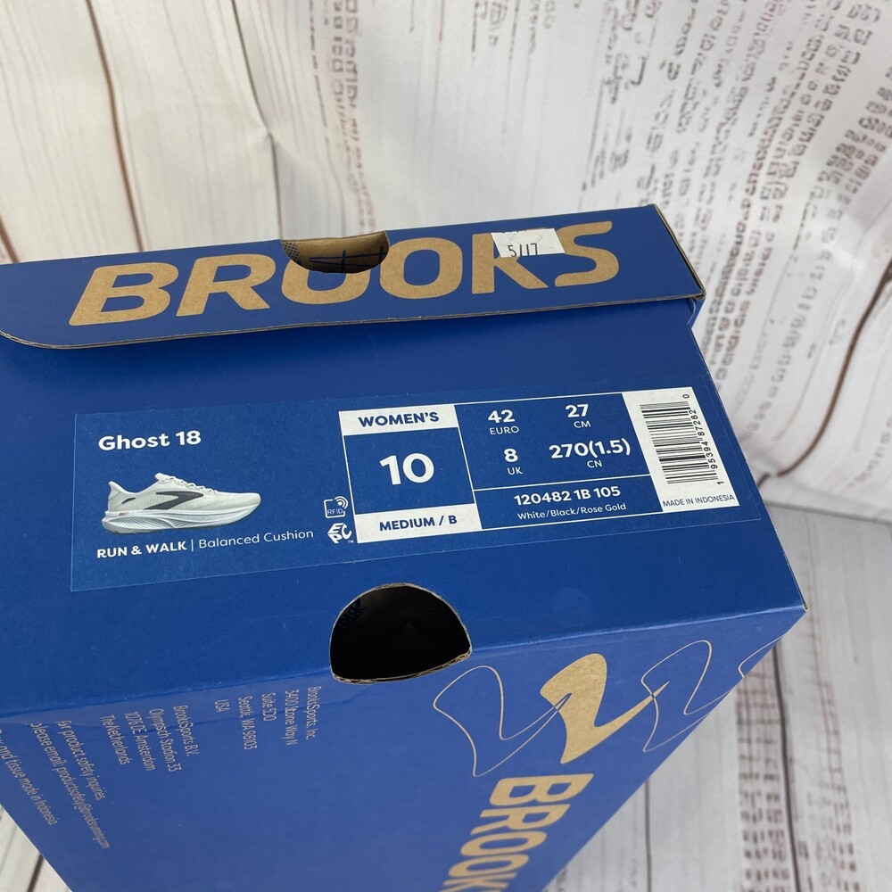 Brooks Ghost 18 Women's Running Sneakers 10 US White/Black/Rose Gold - Picture 10 of 10